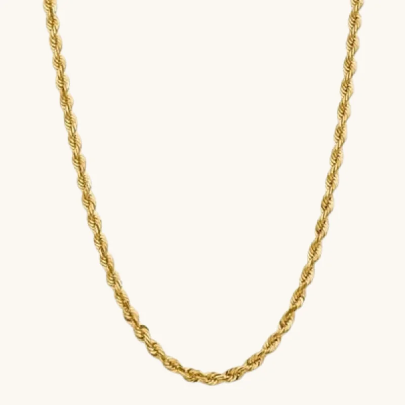 Striated edge necklace-5mm Gold Rope Chain Necklace