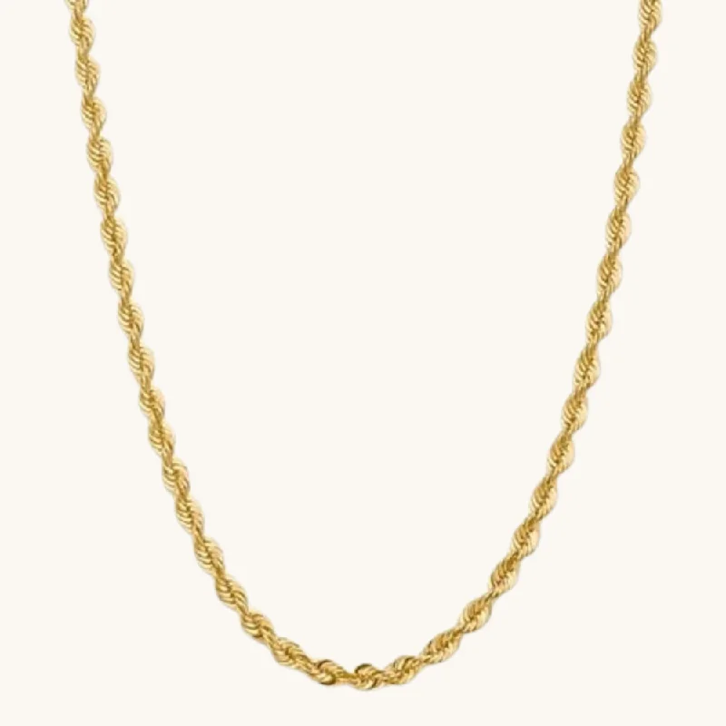 Sparkling crystal necklace-6.00mm Gold Rope Chain Necklace