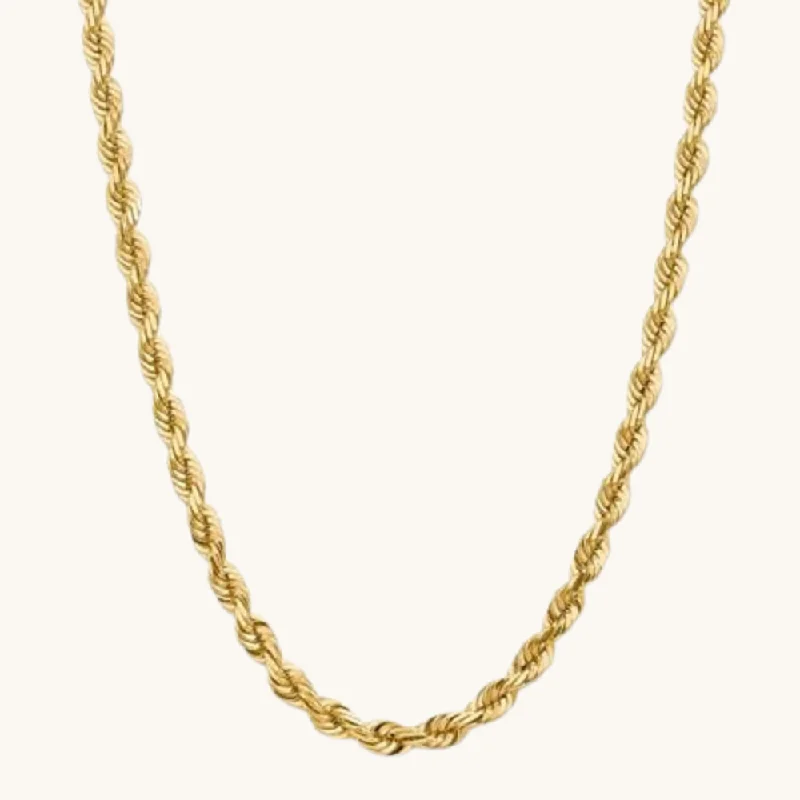 Subtle silver necklace-7.00mm Gold Rope Chain Necklace