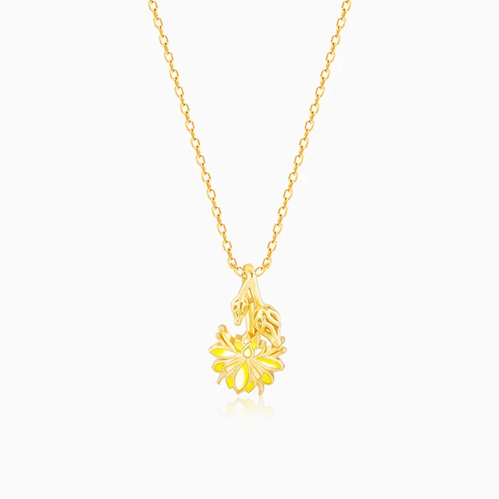 Rich agate necklace-Golden Brilliant Brahma Kamal Pendant with Link  Chain