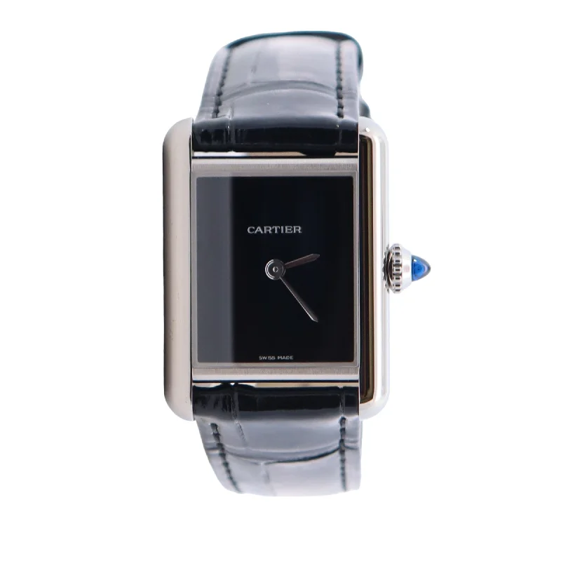 Light-etched necklace-Cartier Tank 22mm Black Dial Watch Ref# WSTA0071