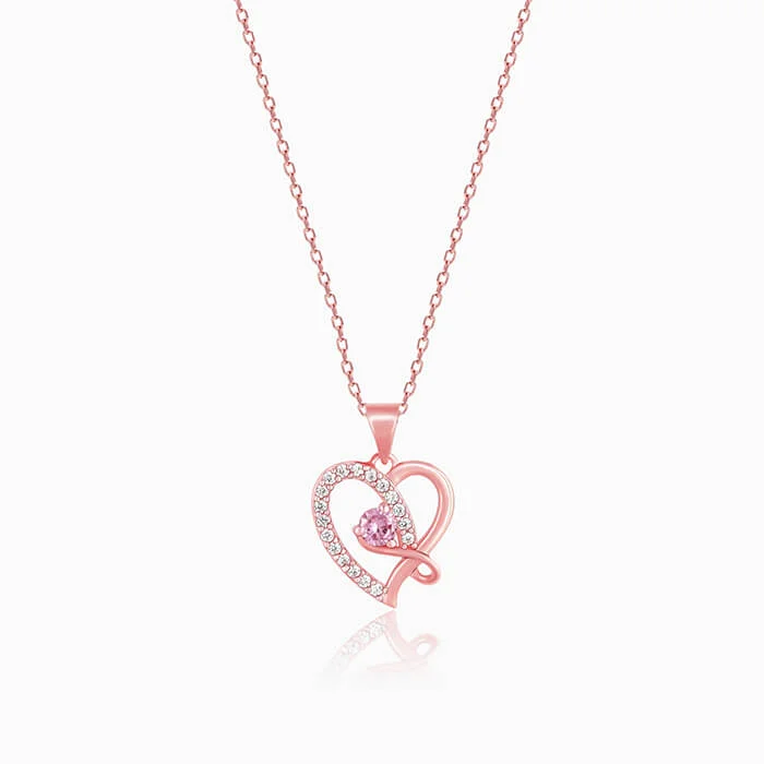 Antique ruby necklace-Rose Gold Music In My Heart Pendant with Link Chain