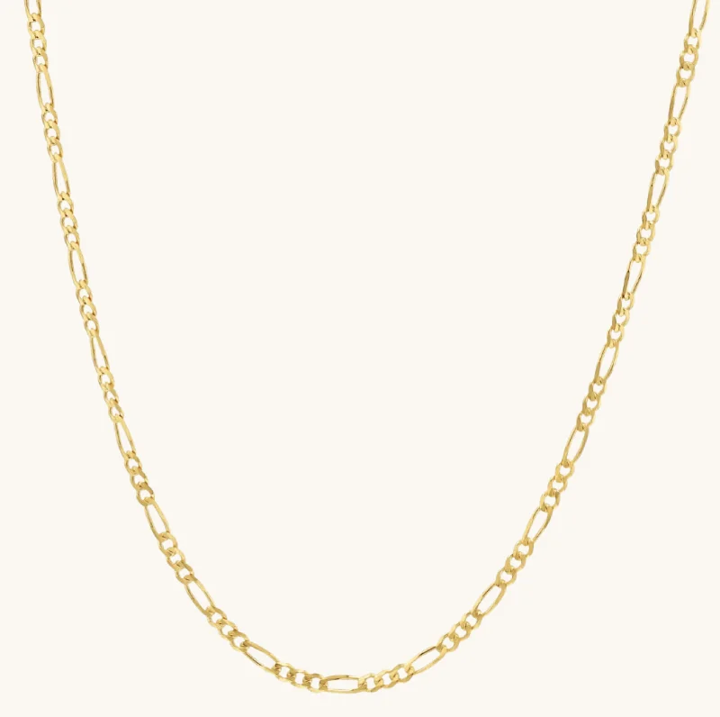 Sparkling crystal necklace-Classic Figaro Chain