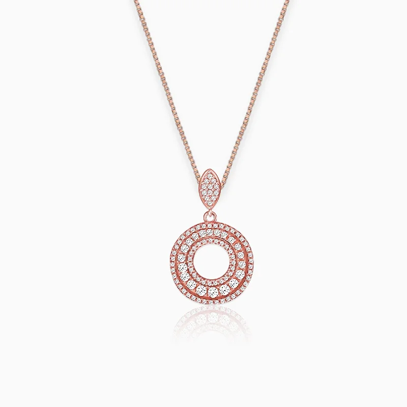 Wire-arc necklace-Rose Gold Classic Pendant with Link Chain