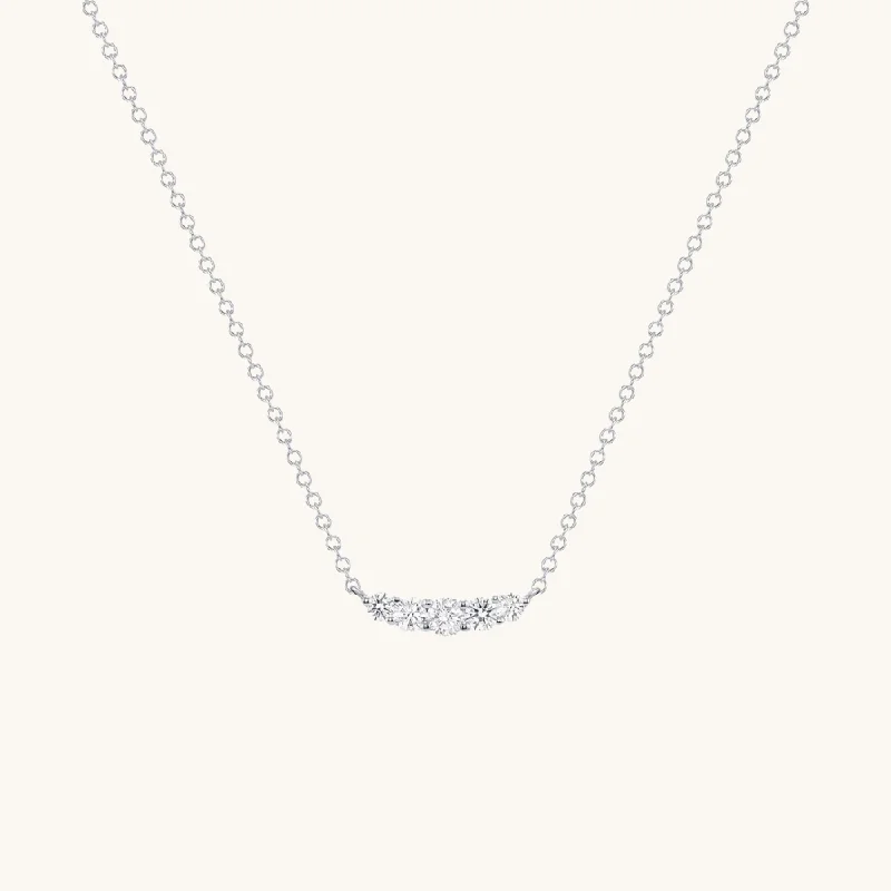 Shaded gem necklace-Dainty 5 Diamond Bar Pendant Necklace