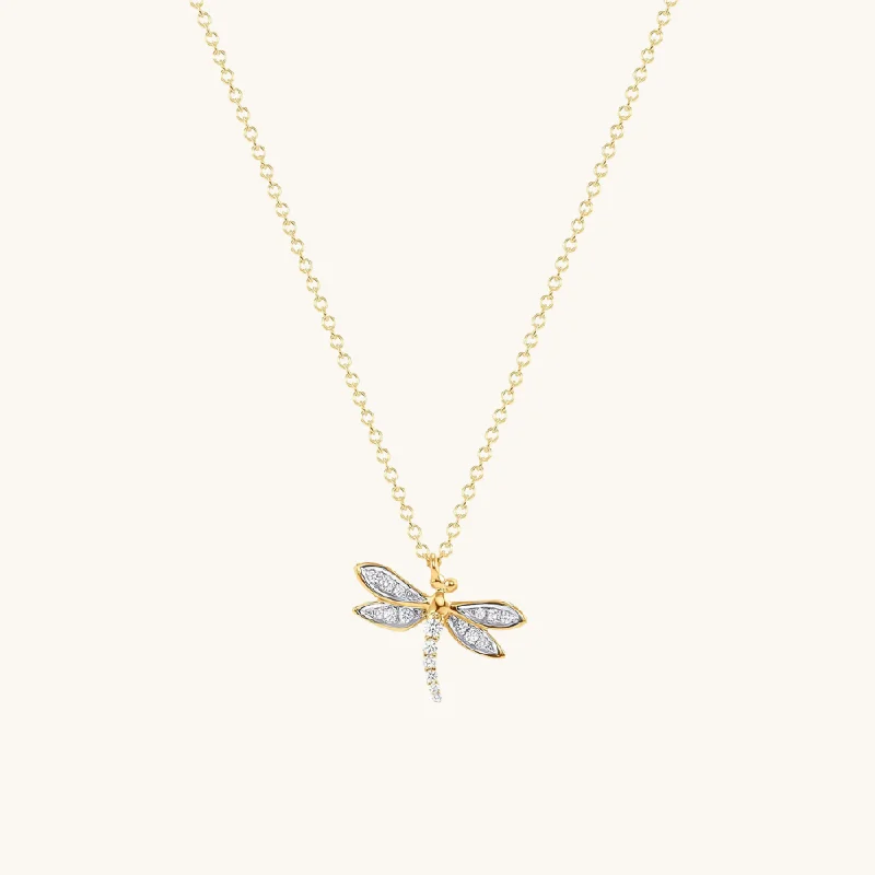 Diffracted crystal necklace-Diamond Dragonfly Necklace