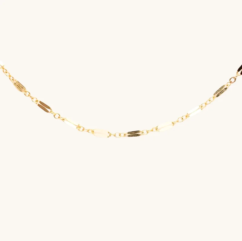 Shimmering minimalist necklace-Flat Link Chain Necklace