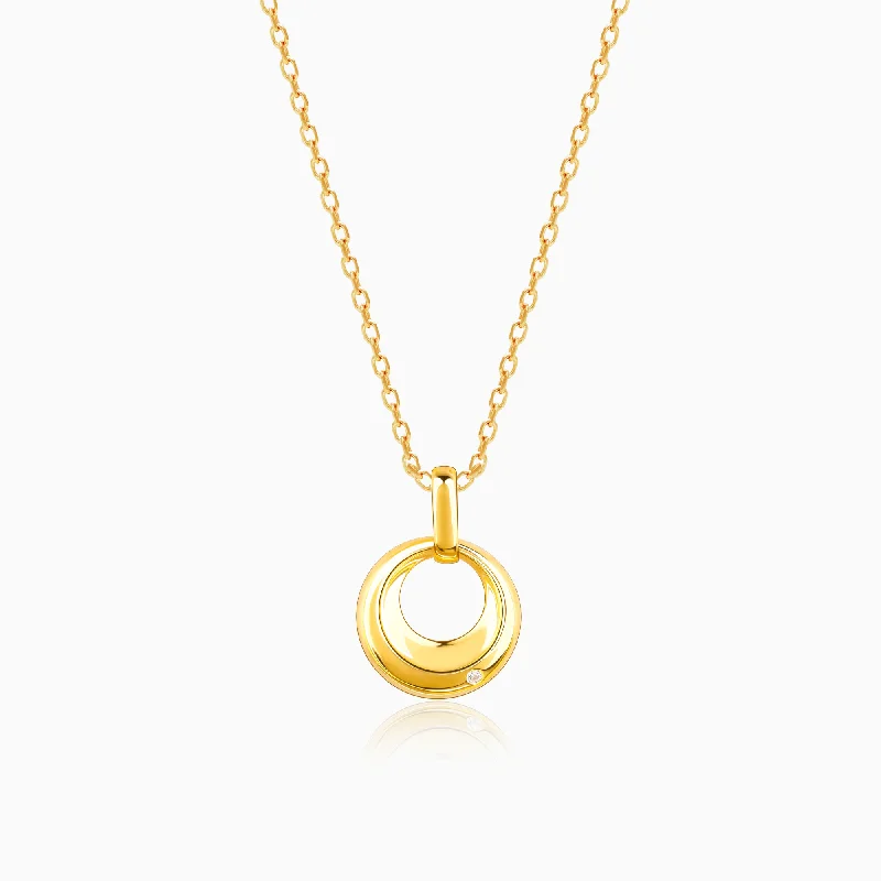 Tide effect necklace-Golden Halo Pendant with Link Chain