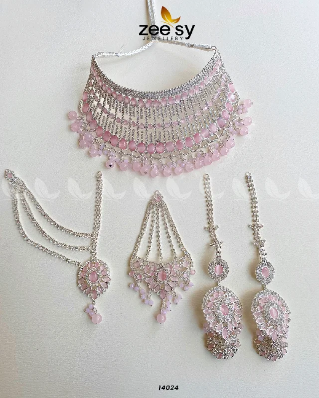 Frayed edge necklace-Hala's Bridal Set