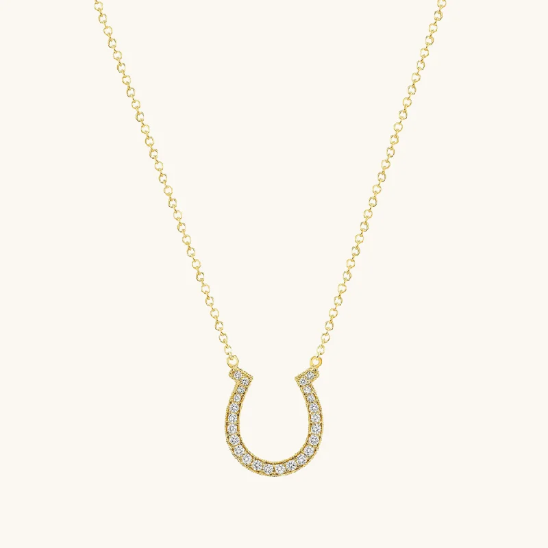 Smooth aluminum necklace-Horseshoe Diamond Necklace