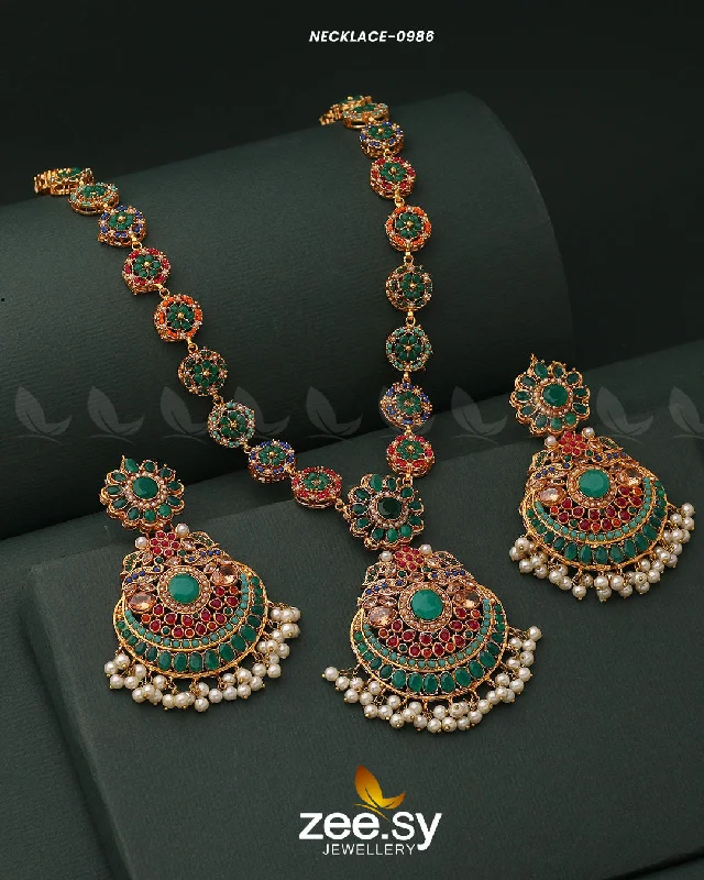 Antique emerald necklace-MALA NECKLACE-0986