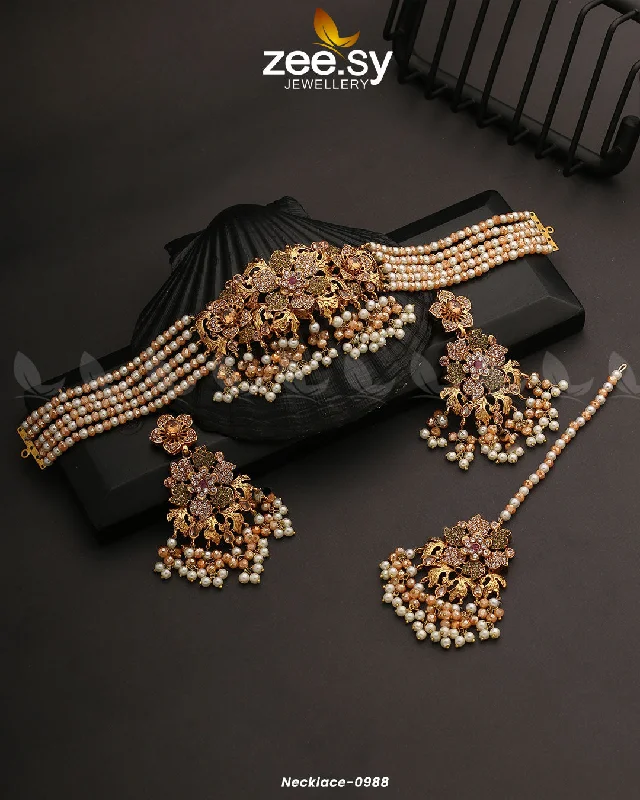 Tapered gem necklace-NECKLACE-0988