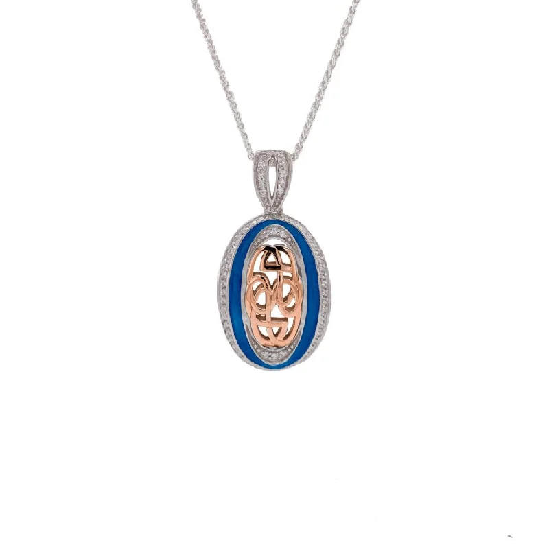 Stem-twist necklace-Silver and 10k Rose Gold Path Of Life Enamel Pendant Small