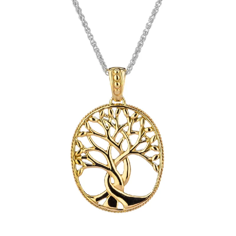 Forged gold necklace-10k Yellow Gold Celtic Tree of Life Pendant Large