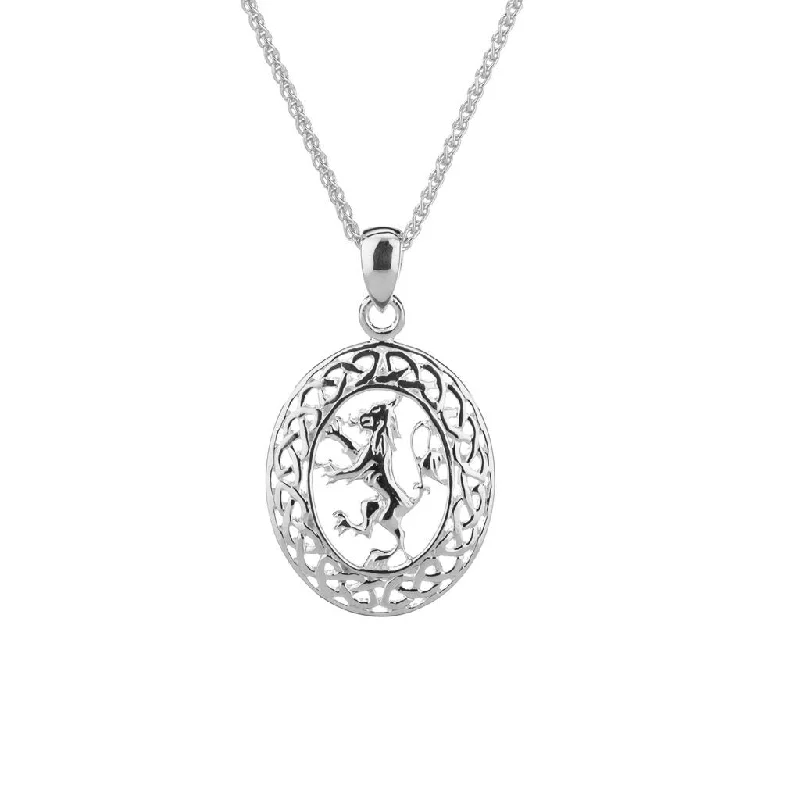 Ridge motif necklace-Silver Lion Rampant Pendant Oval