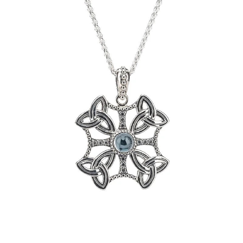 Gentle sweep necklace-Silver Aphrodite Pendant - Sky Blue Topaz