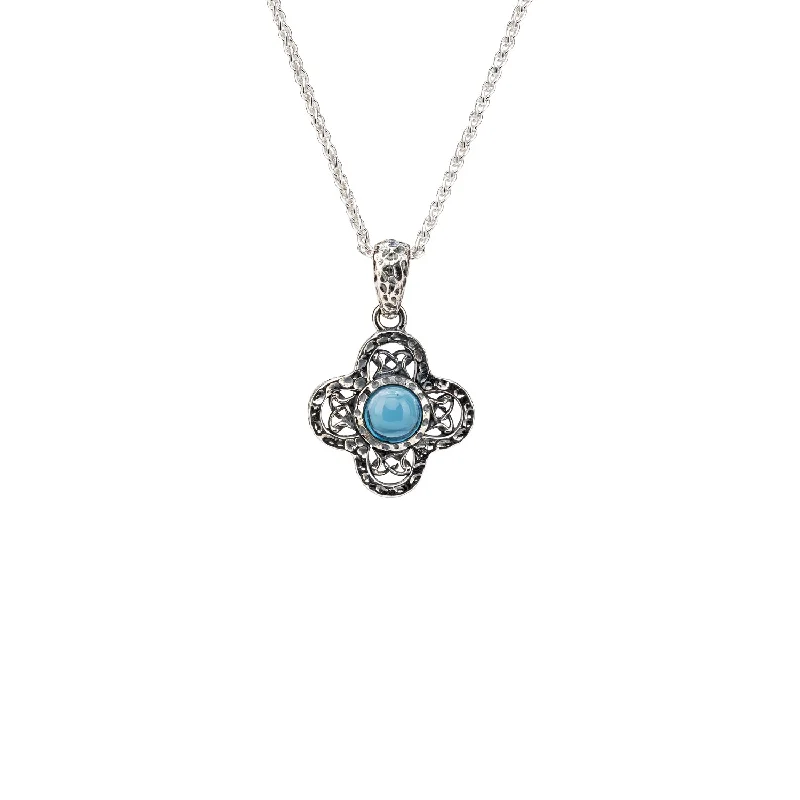 Peak motif necklace-Silver Whirlpool Small Pendant - London Blue Topaz