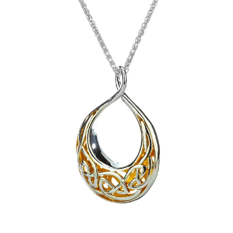 Dual-stone necklace-Silver with 22k Gold Gilding Window to the Soul Teardrop Pendant Large