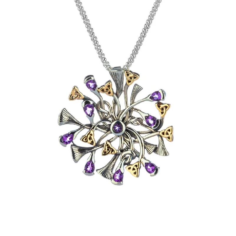 Delicate weave necklace-Silver and 10k Gold Rhapsody Pendant - Amethyst or Topaz or Topaz/Rhodolite