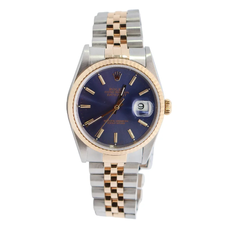 Vintage amber necklace-Rolex Datejust 36mm Blue Dial Watch Ref# 16233