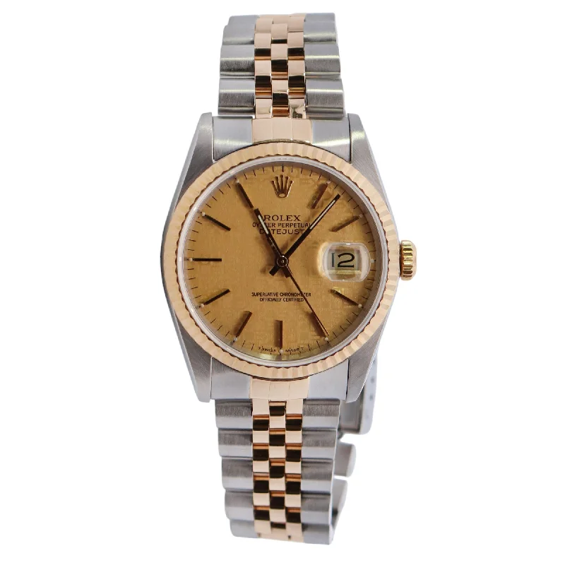 Contoured necklace-Rolex Datejust 36mm Champagne Dial Watch Ref# 16233