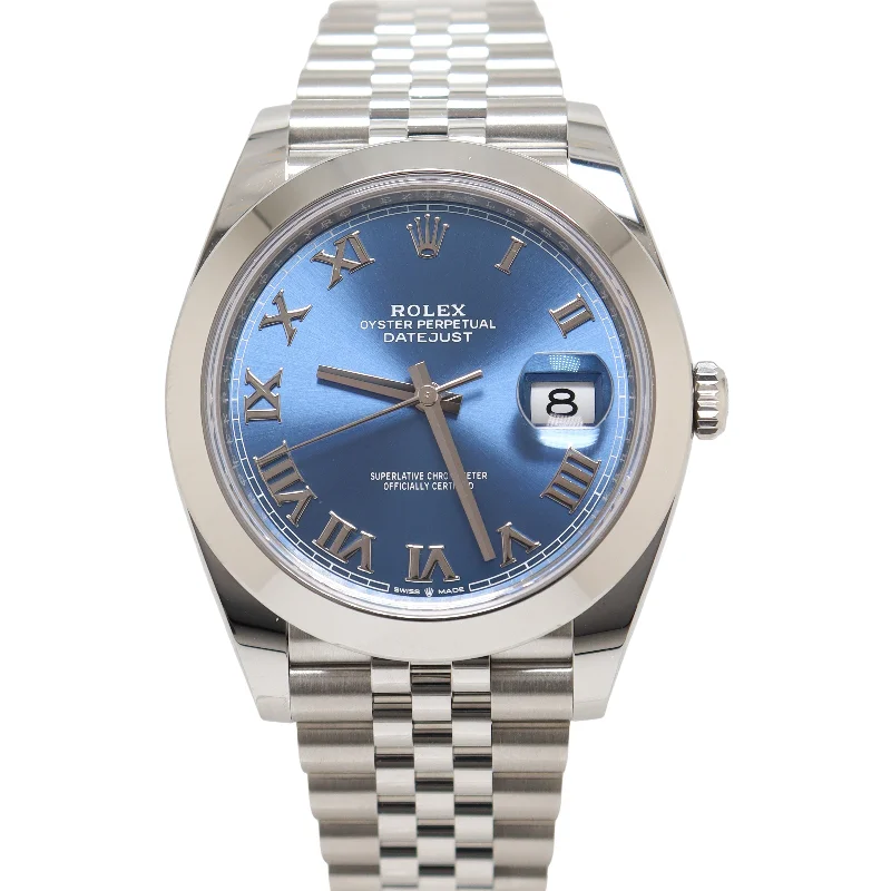 Carved gem necklace-Rolex Datejust 41mm Blue Dial Watch Ref# 126300