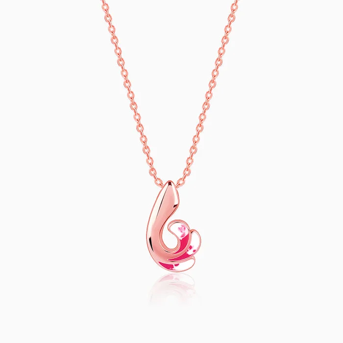 Firm gold necklace-Rose Gold Curled Wing Pendant With Link Chain