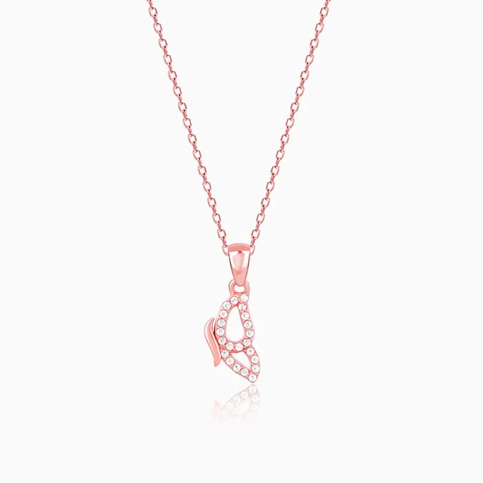 Rising bar necklace-Rose Gold Dazzling Butterfly Pendant With Link Chain