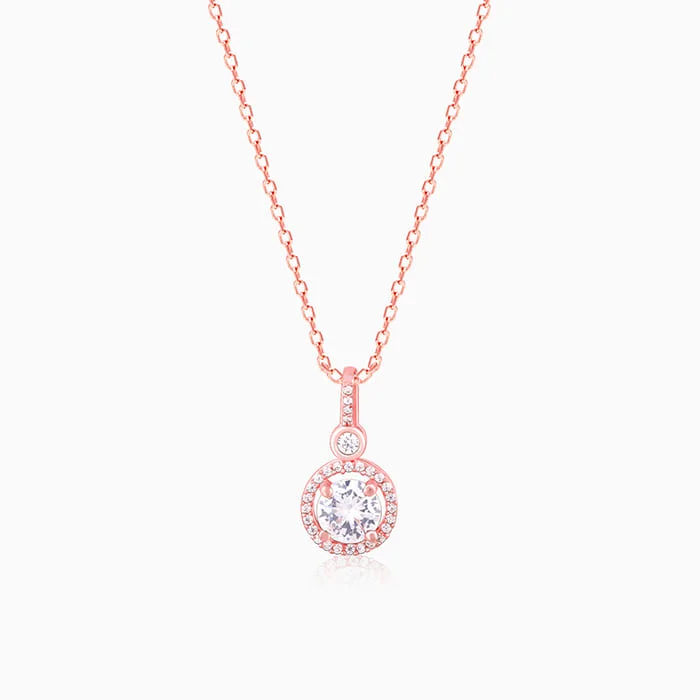 Slope gem necklace-Rose Gold Drizzle Drop Pendant With Link Chain