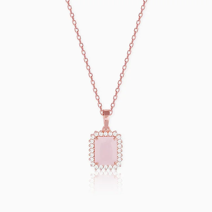 Drifting diamond necklace-Rose Gold Fairytale Pendant With Link Chain