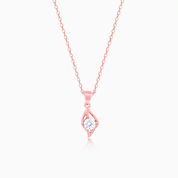 Locked necklace-Rose Gold Falling Dew Pendant With Link Chain