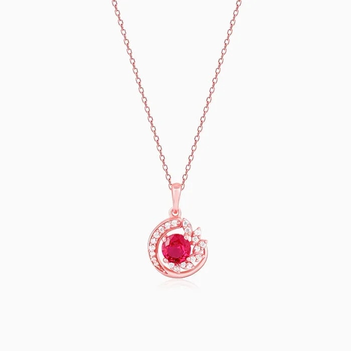 Angular gem necklace-Rose Gold Full of Love Pendant with Link Chain