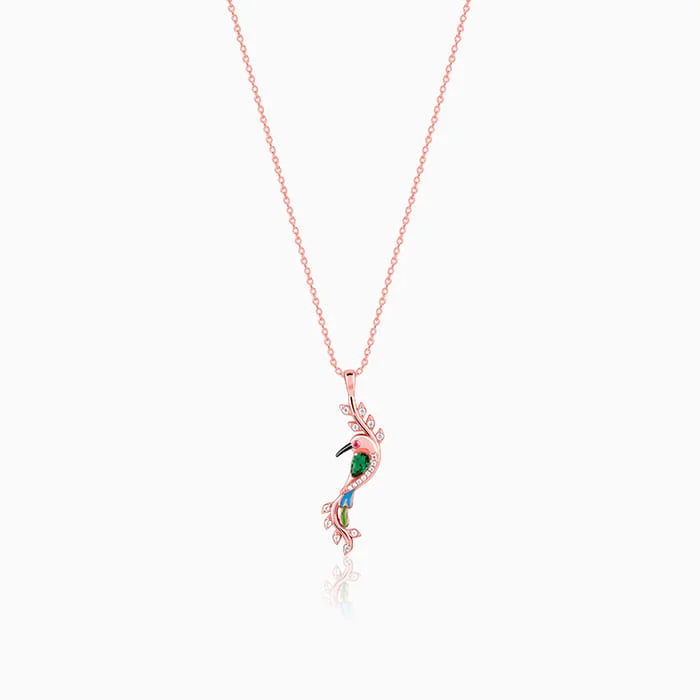 Scarred necklace-Rose Gold Lovely Bird Pendant With Link Chain