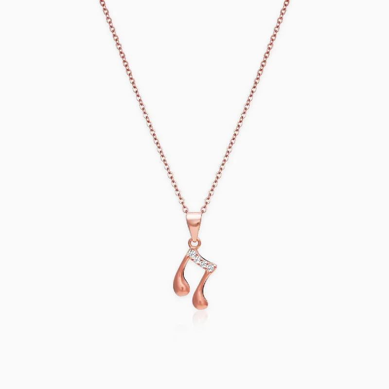 Rising bar necklace-Rose Gold Music Pendant with Link Chain