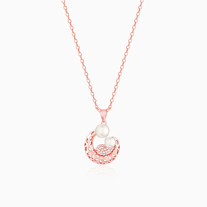 Vivid emerald necklace-Rose Gold Pearlescent Cuddle Pendant With Link Chain