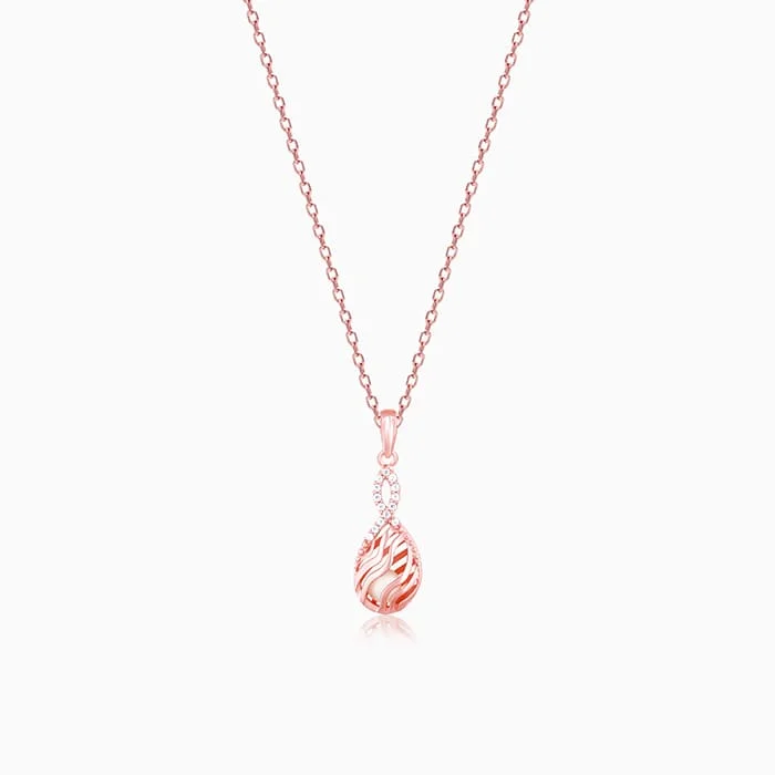 Flecked chain necklace-Rose Gold Pious Love Pendant With Link Chain