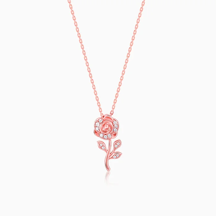 Arcing design necklace-Rose Gold Roseate Pendant with Link Chain