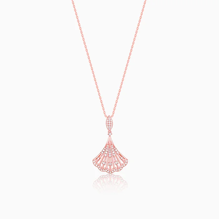 Chilly topaz necklace-Rose Gold Seashell Pendant With Link Chain