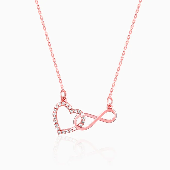 Framed design necklace-Rose Gold Sparkling Infinity Pendant with Link Chain