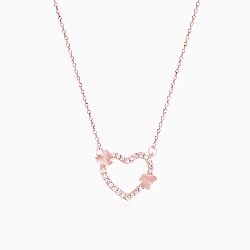 Leaning gem necklace-Rose Gold This Is Love Pendant With Link Chain