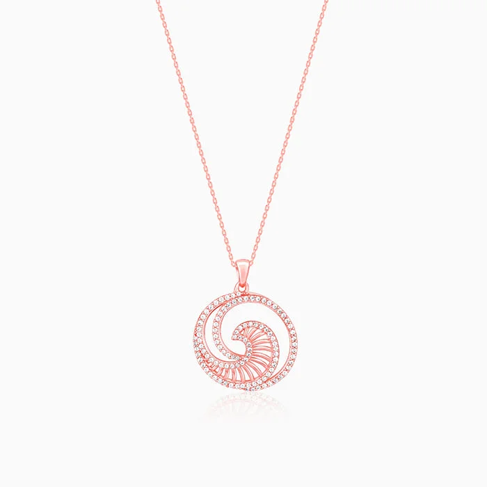 Drifting diamond necklace-Rose Gold Whirpool Pendant With Link Chain