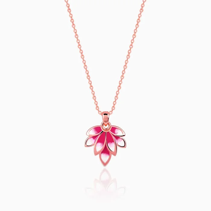 Divided link necklace-Rose Gold Wing it Pendant With Link Chain