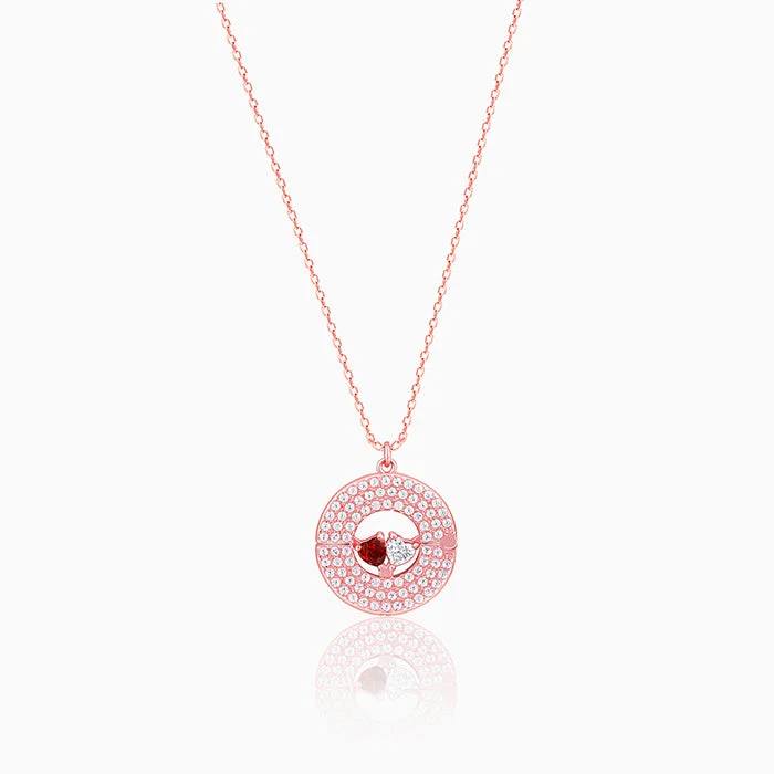 Offset design necklace-Rose Gold You & Me Pendant With Link Chain