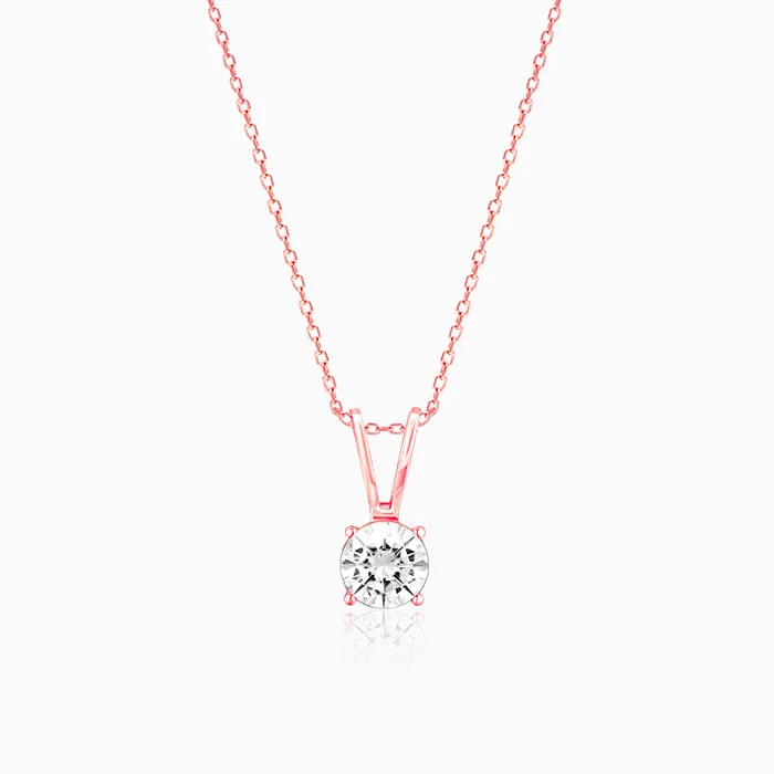 Triple-heart necklace-Rose Gold Zircon Pendant with Link Chain