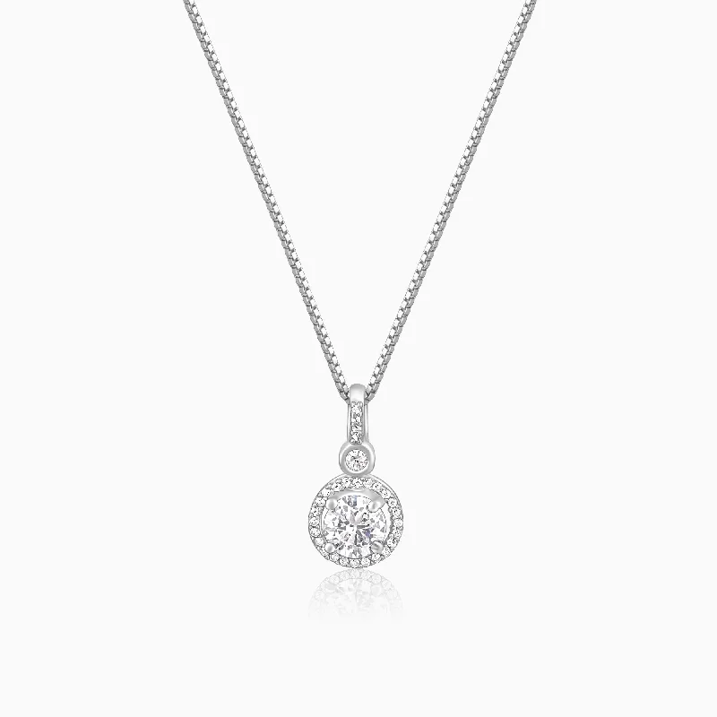 Ethnic grooved necklace-Silver Drizzle Drop Pendant with Box Chain