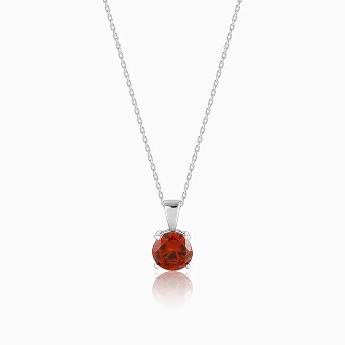 Divided link necklace-Silver Gracious Red Pendant with Link Chain