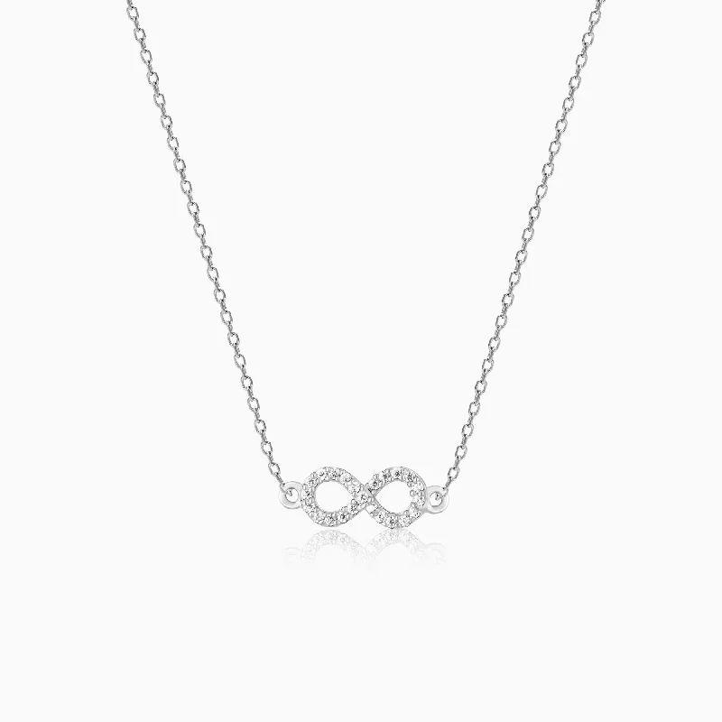 Glossy moonstone necklace-Silver Infinity Pendant with Link Chain