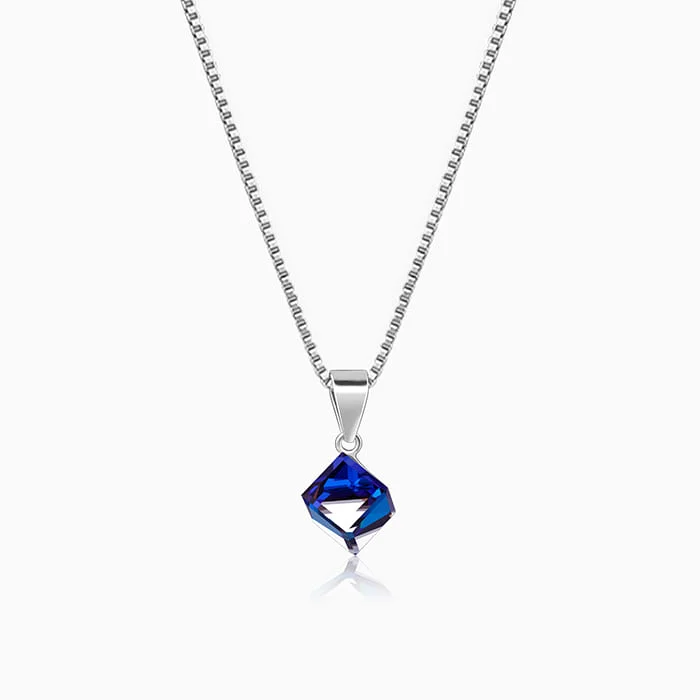 Angular gem necklace-Silver Mystic Prism Pendant with Box Chain