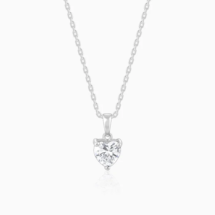 Firm gold necklace-Anushka Sharma Silver Solitaire Heart  Pendant with Link Chain