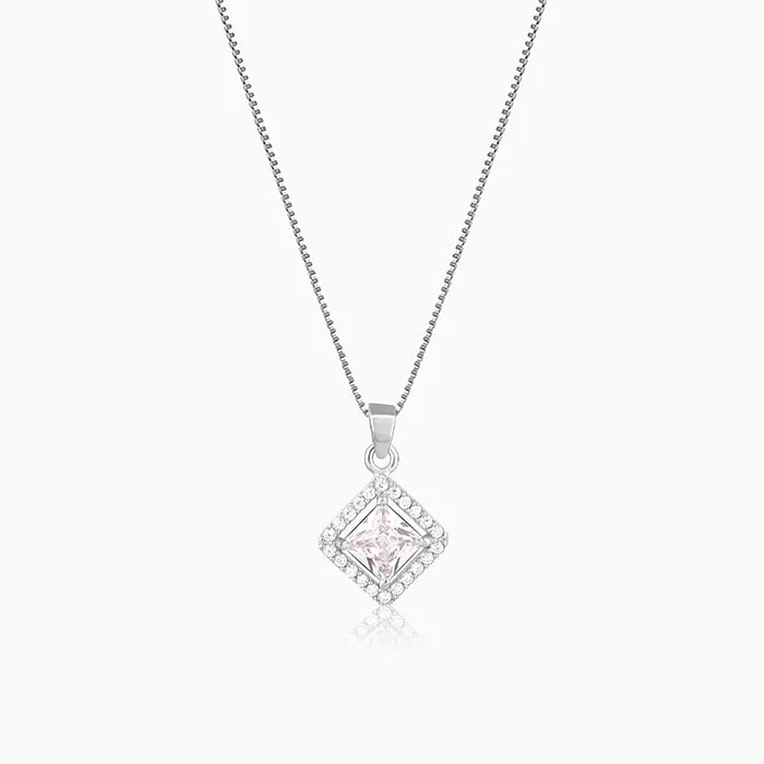 Glossy platinum necklace-Silver Starlight Sparkle Pendant With Box Chain